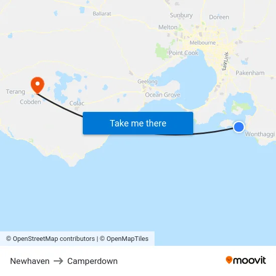 Newhaven to Camperdown map