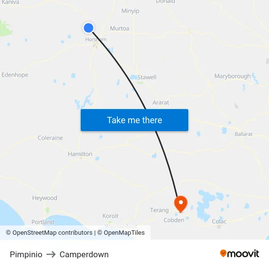 Pimpinio to Camperdown map