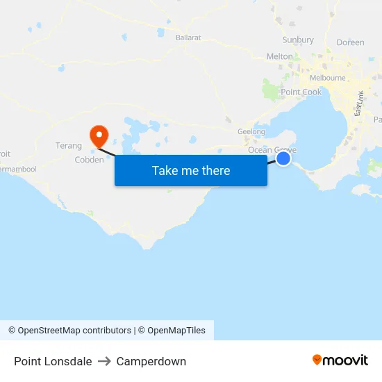 Point Lonsdale to Camperdown map