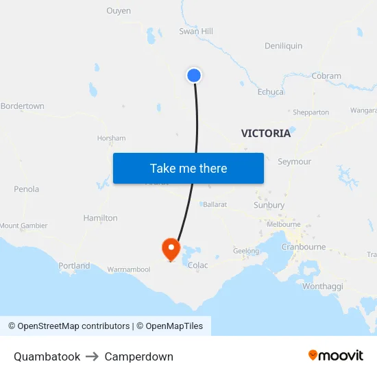 Quambatook to Camperdown map