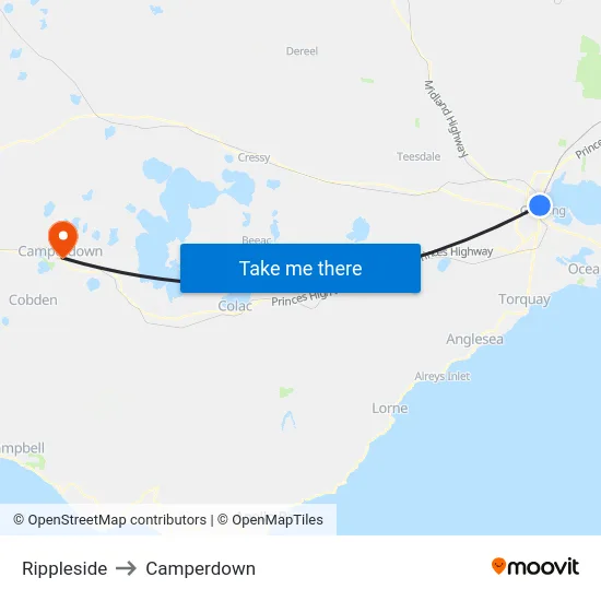 Rippleside to Camperdown map