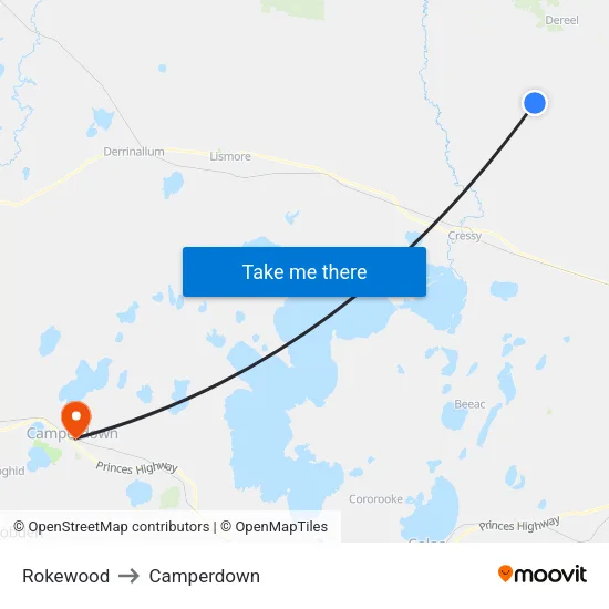Rokewood to Camperdown map