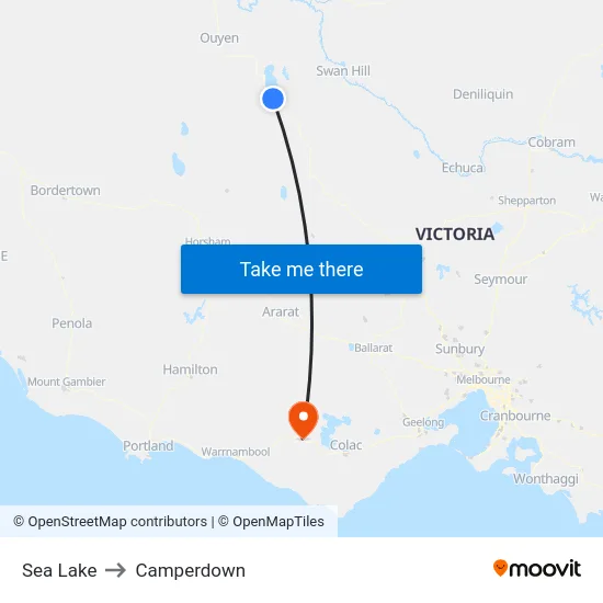 Sea Lake to Camperdown map