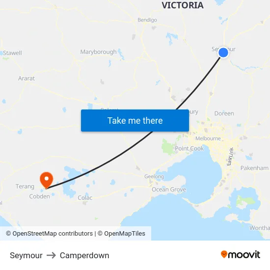 Seymour to Camperdown map