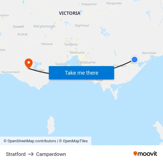 Stratford to Camperdown map