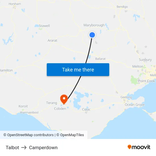 Talbot to Camperdown map