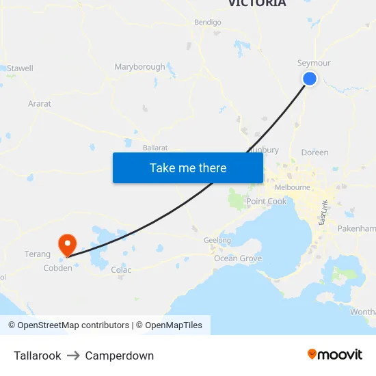 Tallarook to Camperdown map
