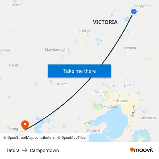 Tatura to Camperdown map