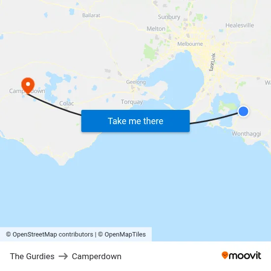 The Gurdies to Camperdown map