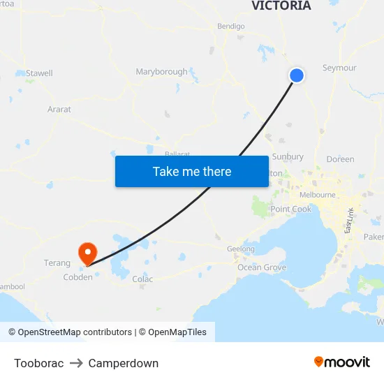 Tooborac to Camperdown map