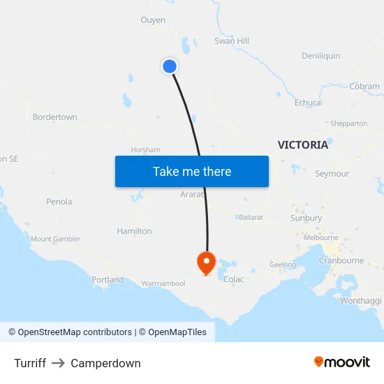 Turriff to Camperdown map