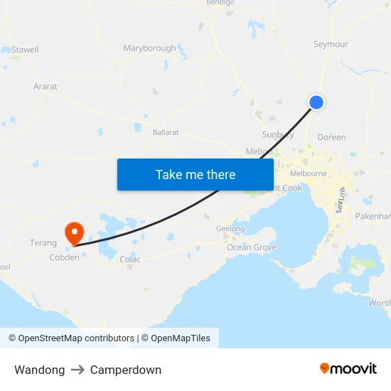 Wandong to Camperdown map