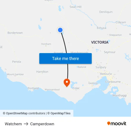 Watchem to Camperdown map