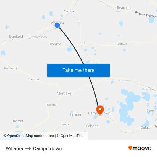 Willaura to Camperdown map