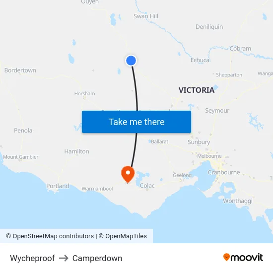 Wycheproof to Camperdown map