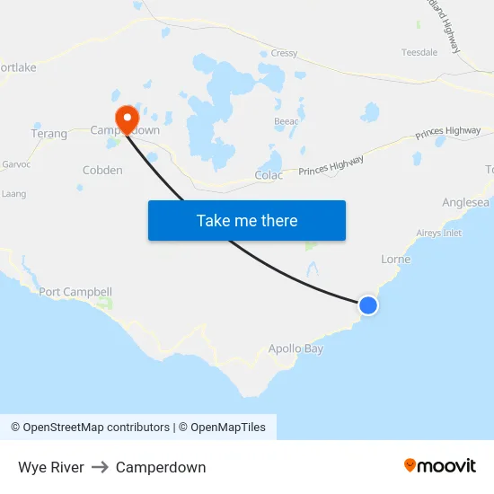 Wye River to Camperdown map