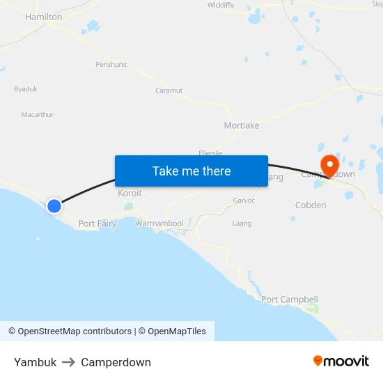 Yambuk to Camperdown map