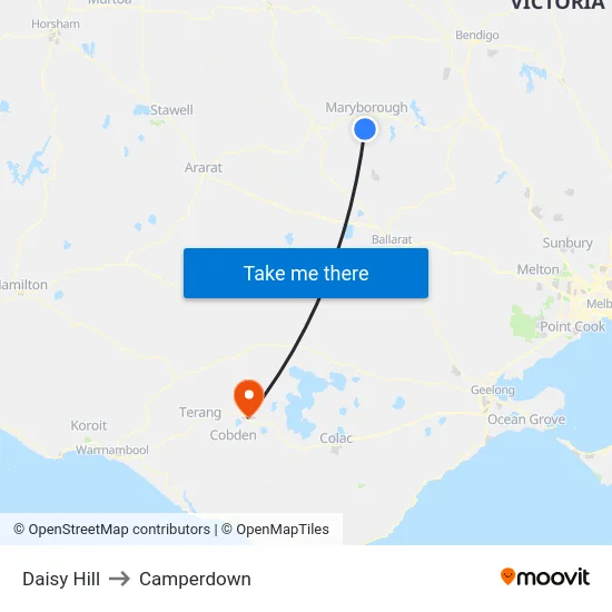 Daisy Hill to Camperdown map
