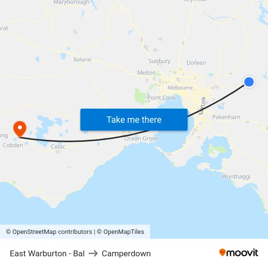 East Warburton - Bal to Camperdown map