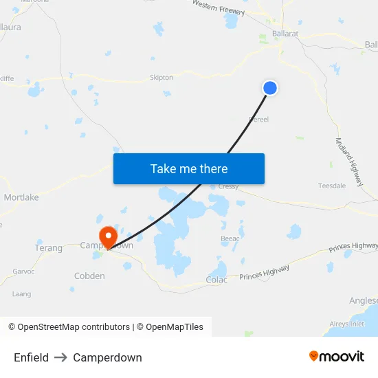 Enfield to Camperdown map