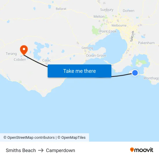 Smiths Beach to Camperdown map