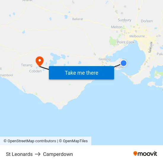 St Leonards to Camperdown map