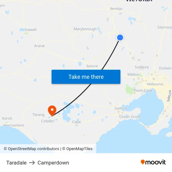 Taradale to Camperdown map