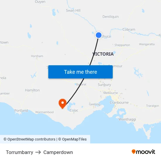 Torrumbarry to Camperdown map
