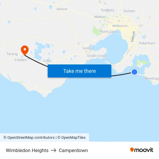 Wimbledon Heights to Camperdown map