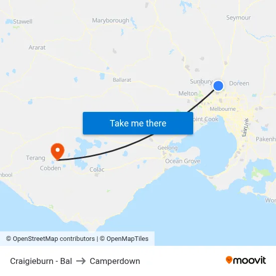 Craigieburn - Bal to Camperdown map