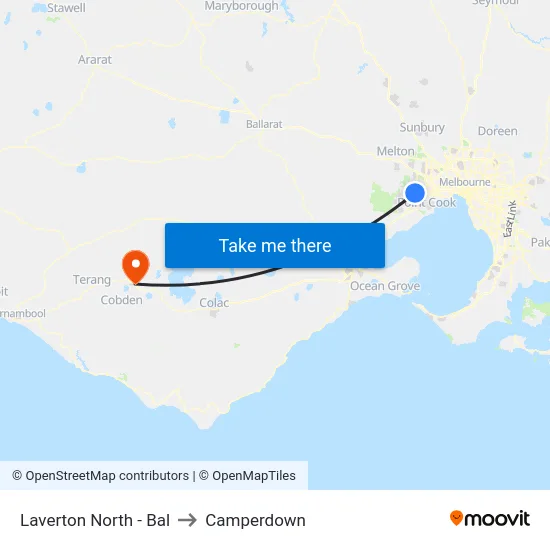 Laverton North - Bal to Camperdown map