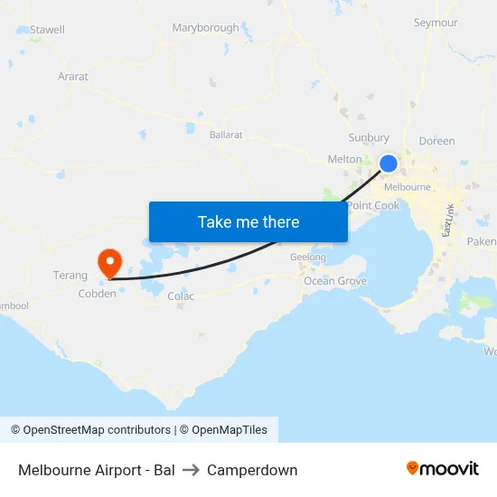 Melbourne Airport - Bal to Camperdown map