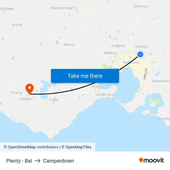 Plenty - Bal to Camperdown map