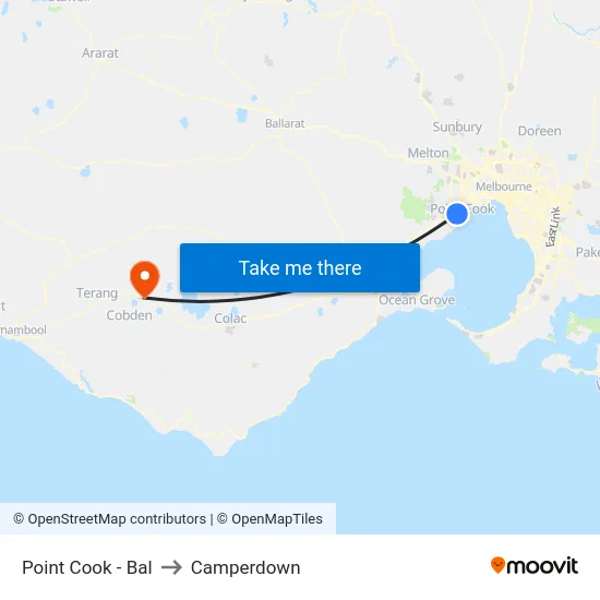 Point Cook - Bal to Camperdown map