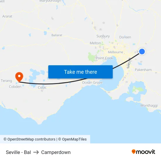 Seville - Bal to Camperdown map