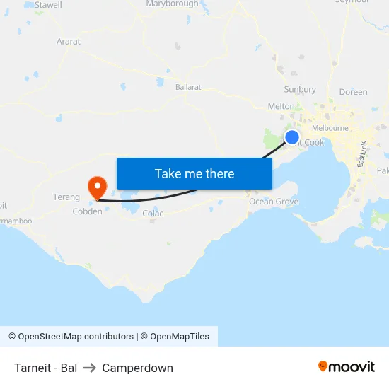 Tarneit - Bal to Camperdown map