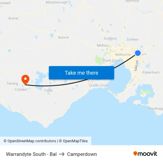 Warrandyte South - Bal to Camperdown map
