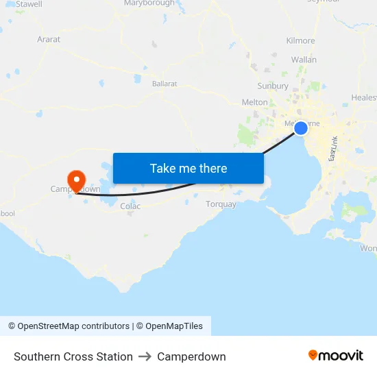 Southern Cross Station to Camperdown map