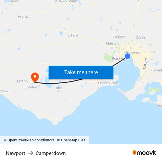 Newport to Camperdown map