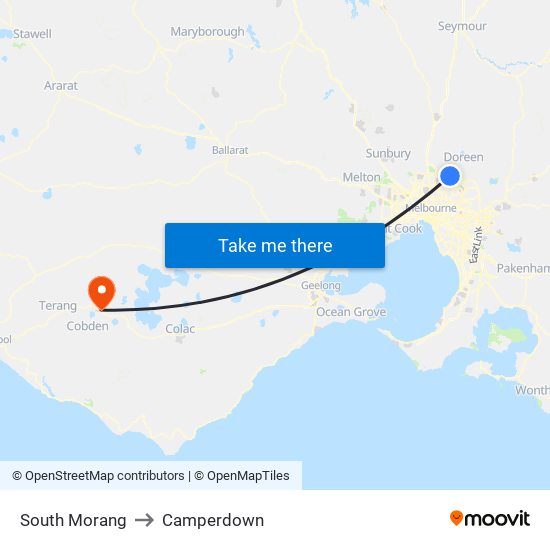 South Morang to Camperdown map