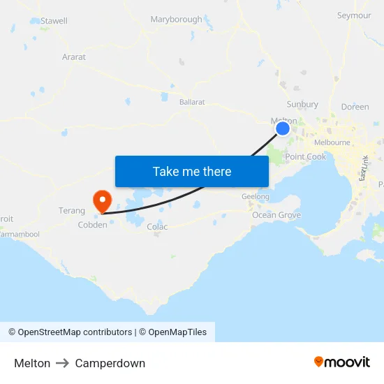 Melton to Camperdown map