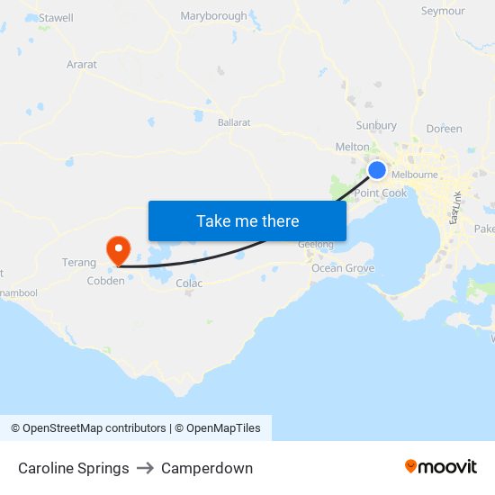 Caroline Springs to Camperdown map