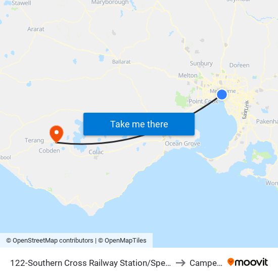 122-Southern Cross Railway Station/Spencer St (Melbourne City) to Camperdown map