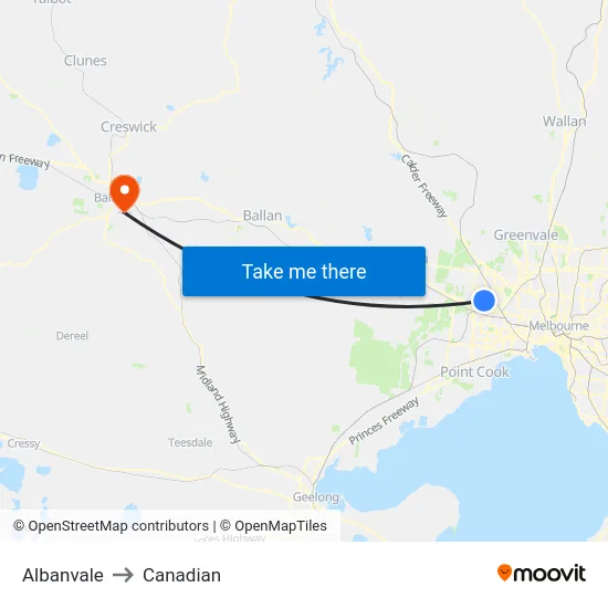 Albanvale to Canadian map