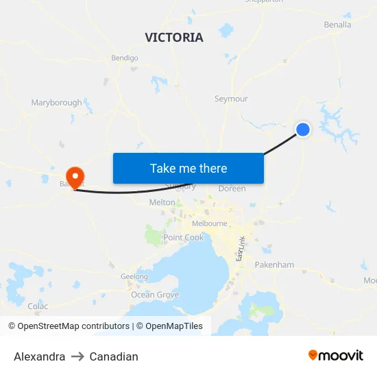 Alexandra to Canadian map