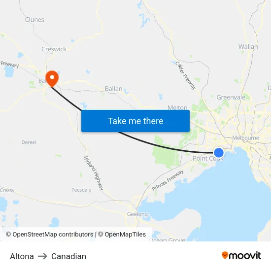 Altona to Canadian map