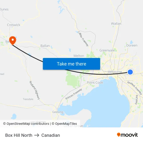 Box Hill North to Canadian map