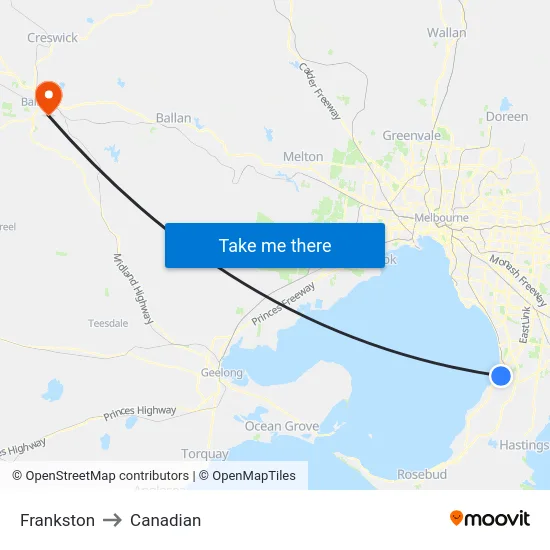 Frankston to Canadian map