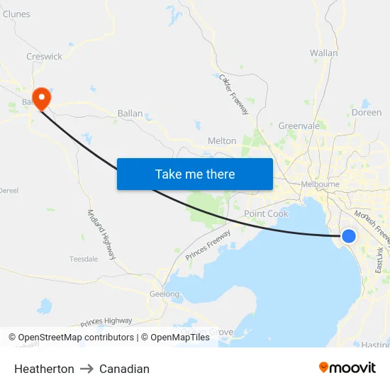 Heatherton to Canadian map