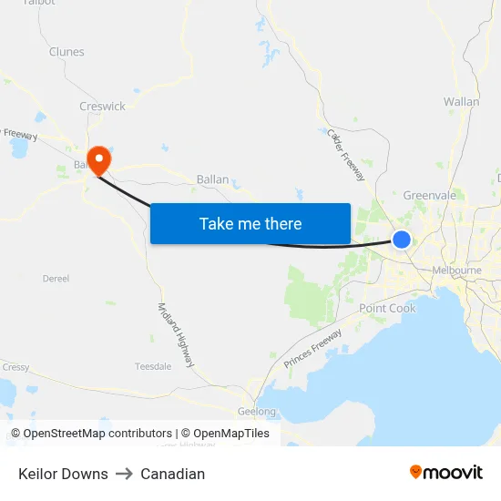 Keilor Downs to Canadian map